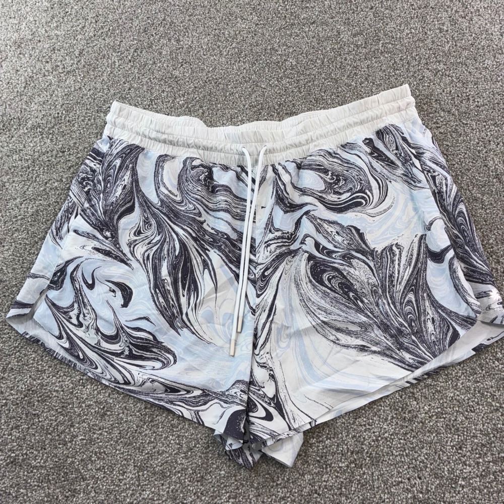 Athleta Womens 1X All Activity Shorts Marble Print Drawstring Waist Athletic